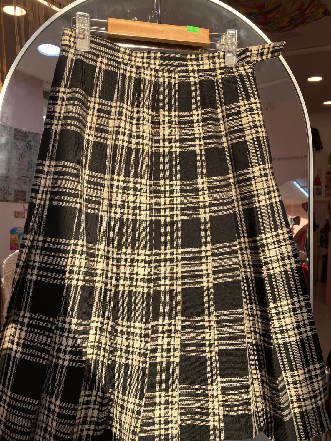 빈티지 체크 플리츠 미디 스커트 상품이미지2