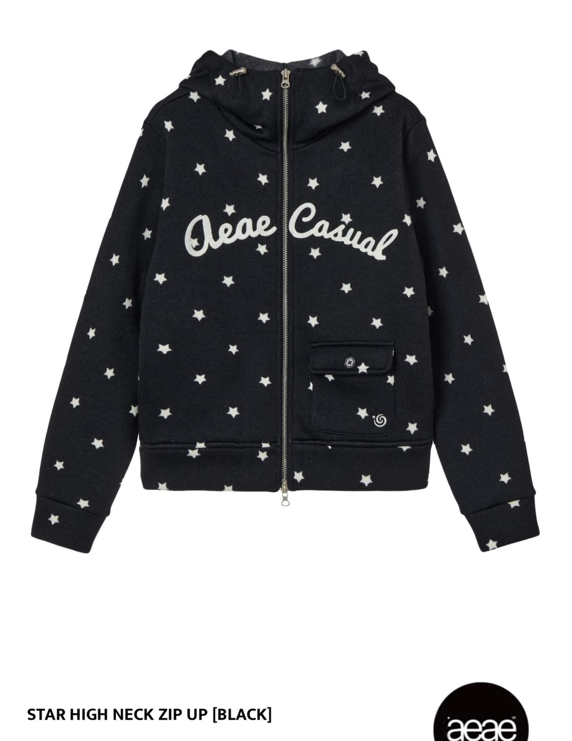 aeae 에이에이에이 스타 하이넥 집업 블랙 상품이미지1