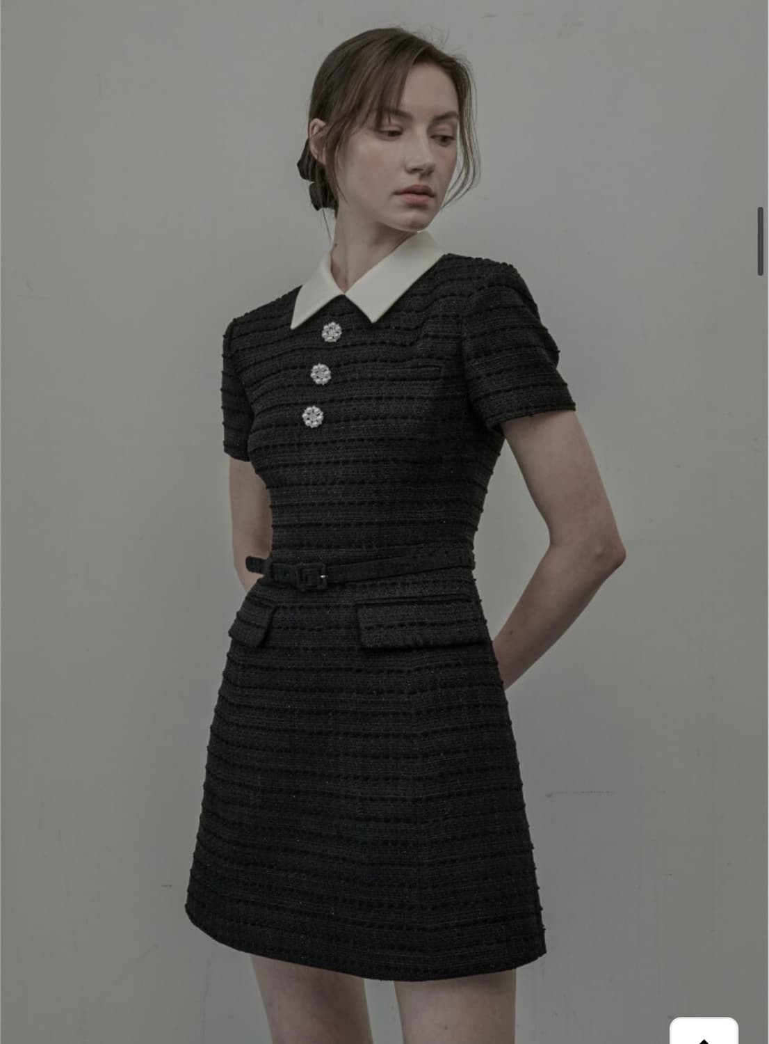 마우솔레움 Tweed Collared Dress - Black 상품이미지2