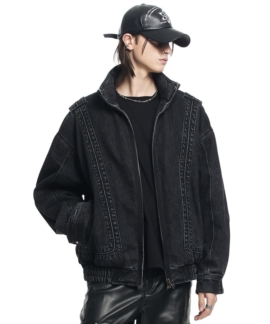 메종미네드 퀼팅 패디드 데님 봄버 상품이미지1