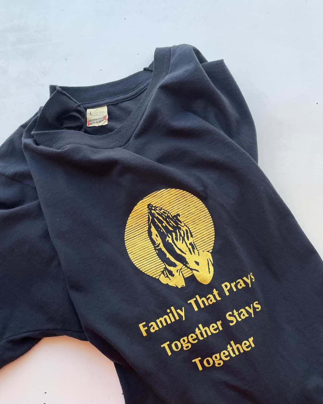 90s USA “Praying hands🙏” T-shirt L 상품이미지8