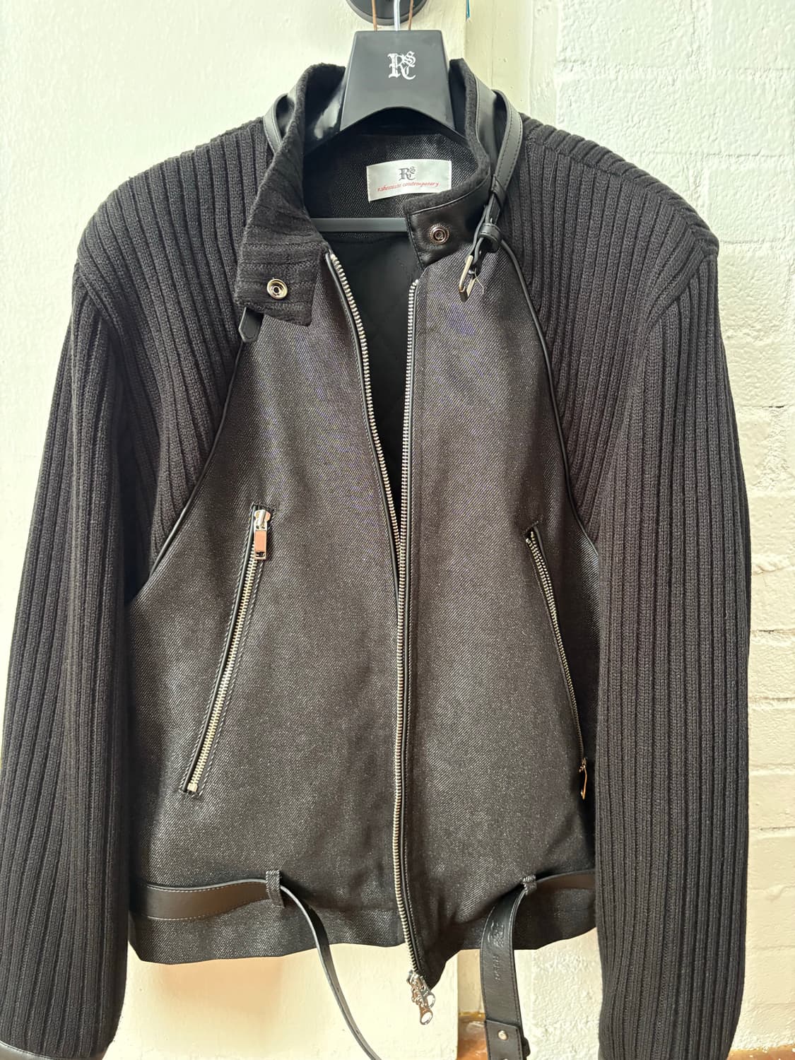 rssc 니트&데님 믹스 바이커 자켓 상품이미지2