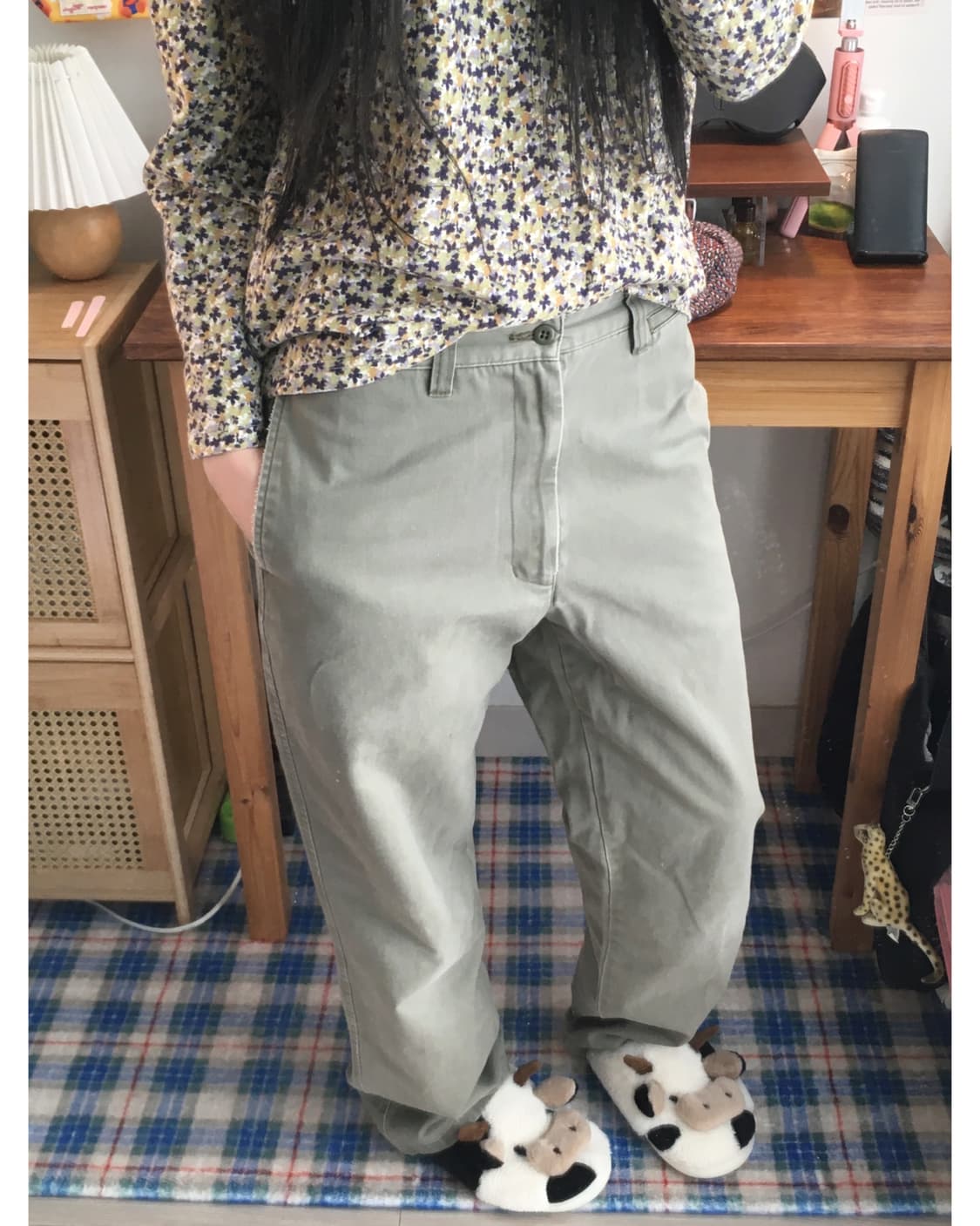 vintage straight pants light olive 상품이미지4