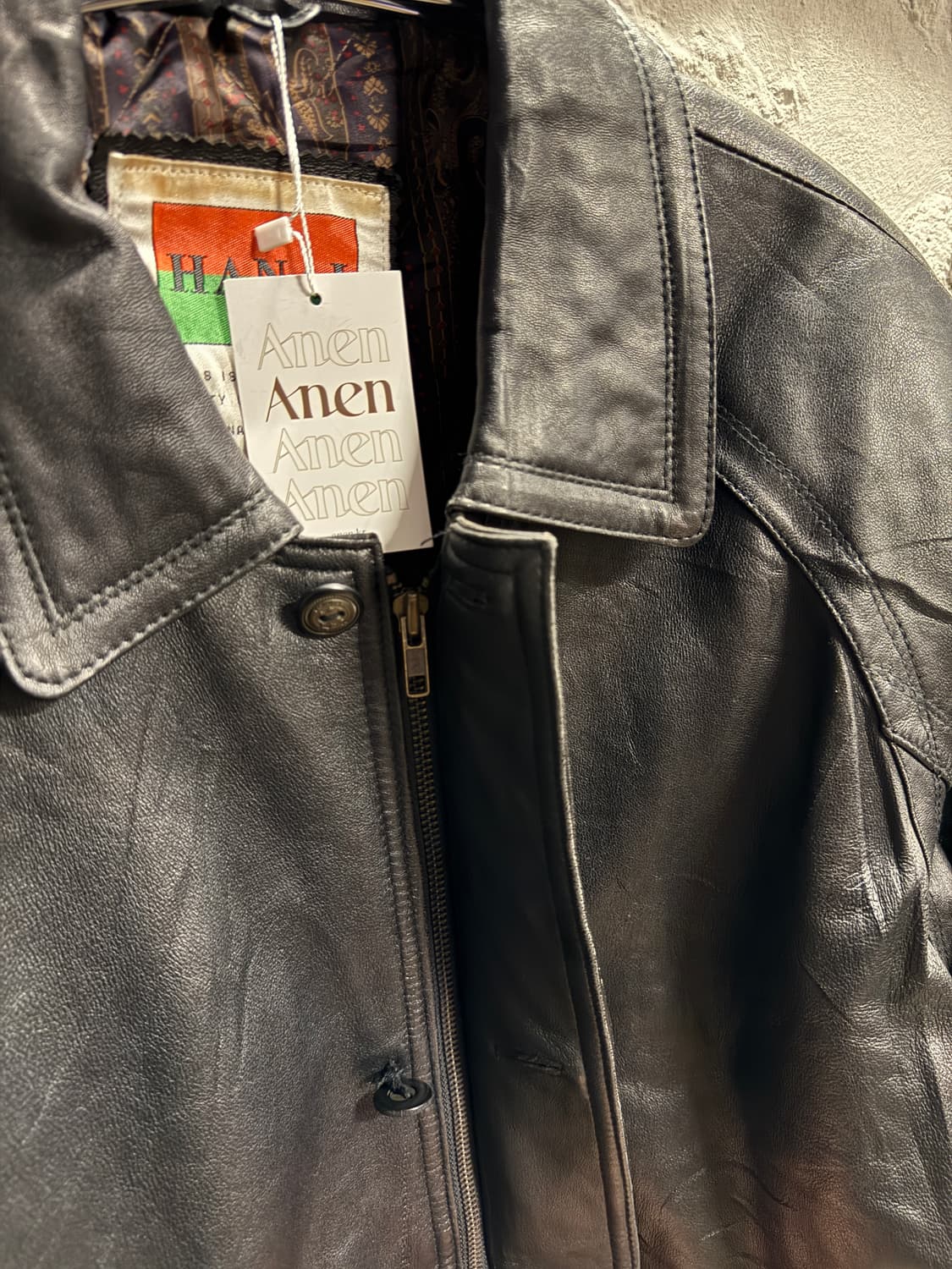 하나이 양가죽 레더 하프 코트 블랙 M 상품이미지5