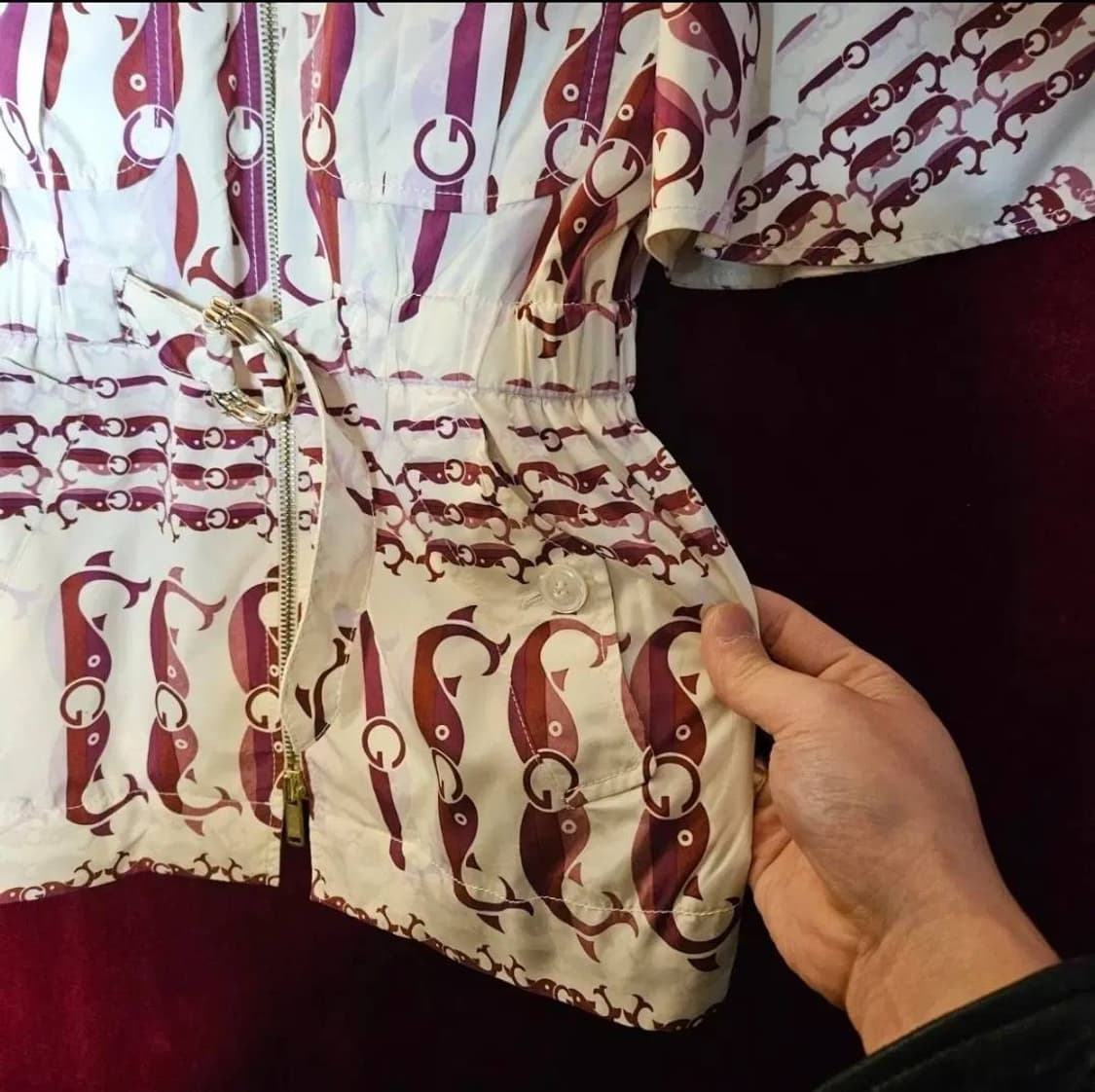 구찌(GUCCI) 실크 집업 카라넥 벨티드 자켓 38 상품이미지3