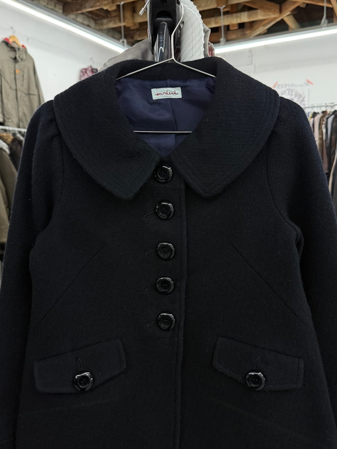 en recre 버튼 울 코트 상품이미지2