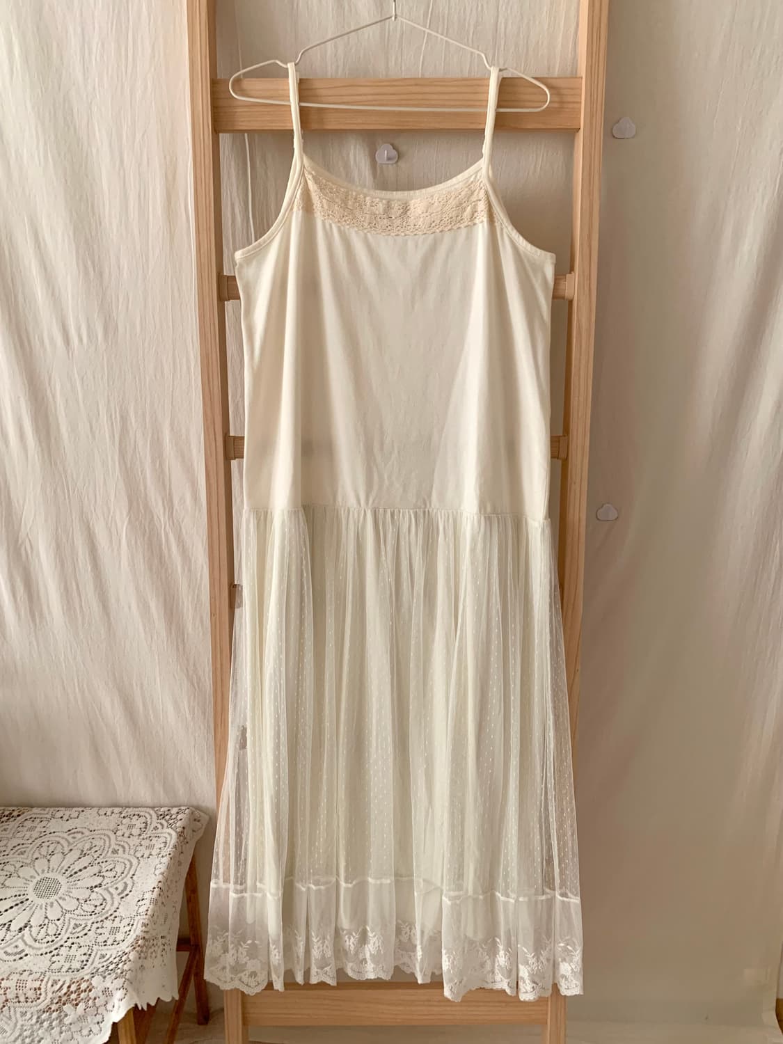 모리 도트 레이스 끈 원피스 상품이미지1