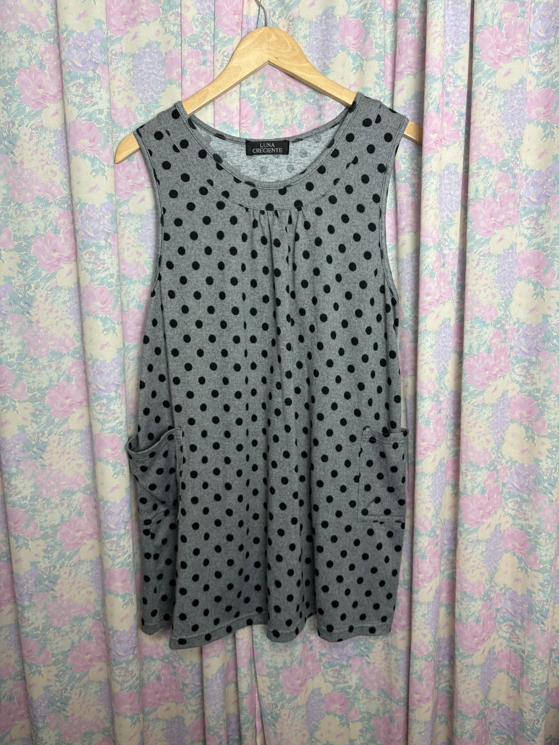 그레이 도트 민소매 원피스 상품이미지4