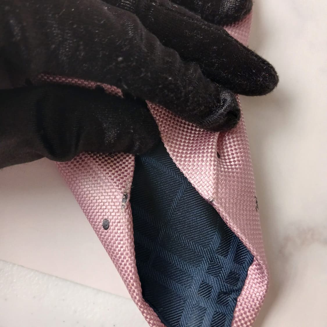 버버리 실크 핑크 도트&기마사 자수 넥타이 9.7cm B등급 A18910 상품이미지10