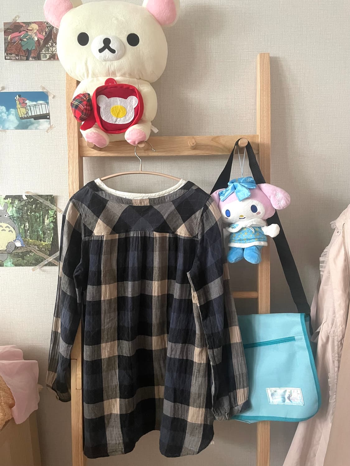 빈티지 체크 레이어드 블라우스 상품이미지2