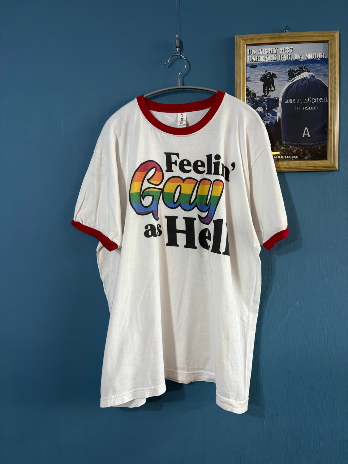 00‘s Tultex Feelin' Gay as Hell Ringer T 상품이미지1