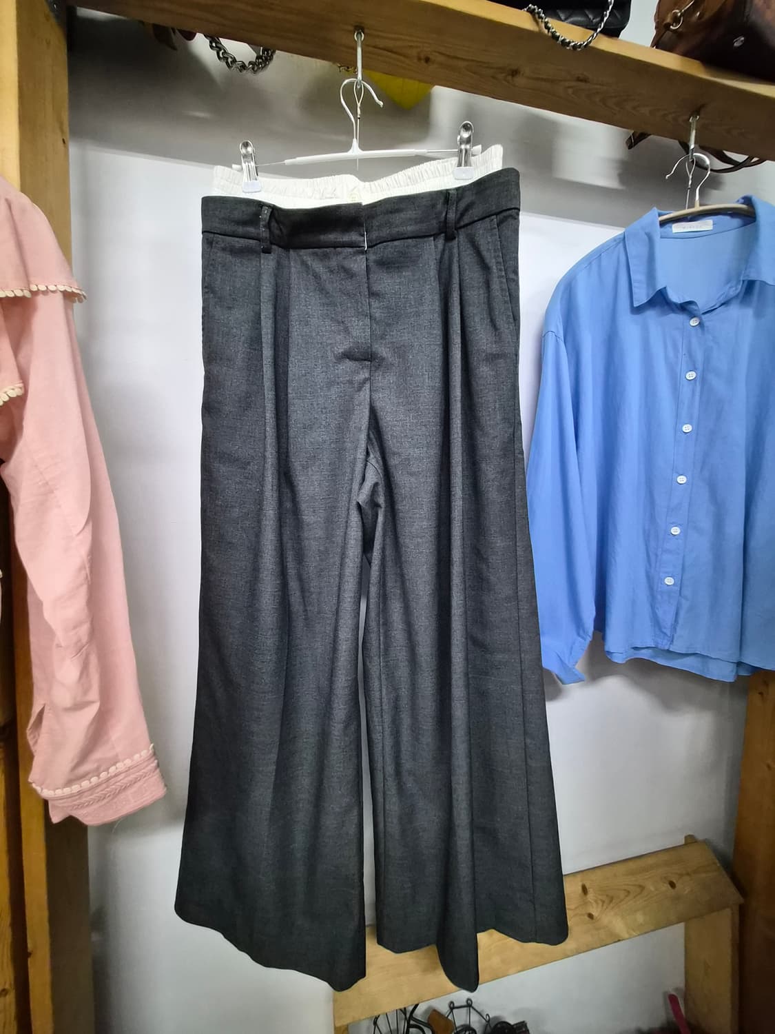 로라로라 장원영. 다현 벌룬가디건. 미드나잇무브 더블웨이스트 와이드 상품이미지7