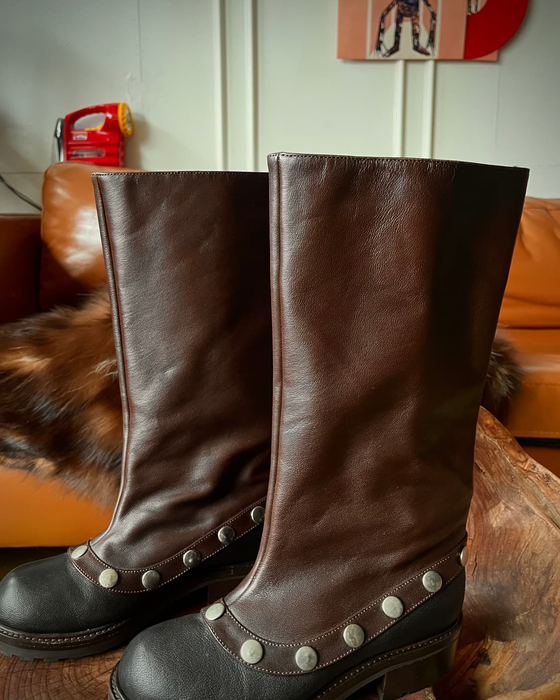 Old MARNI Leather Studs Long Motor Boots 상품이미지3