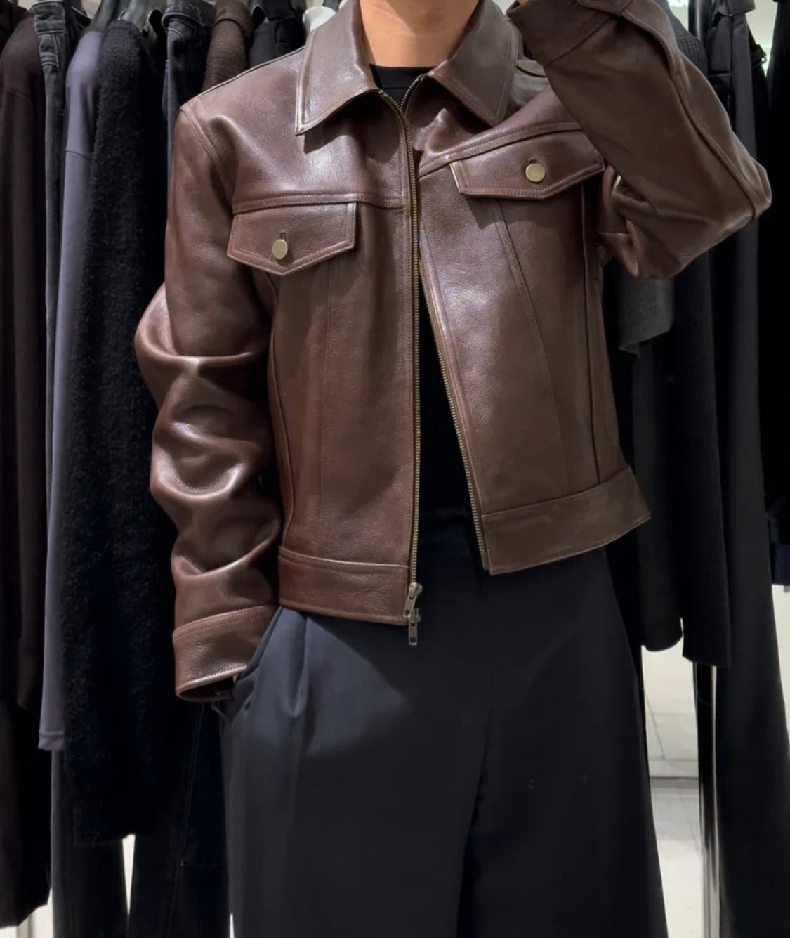 노이어 앤틱 카우 레더 트러커 자켓(브라운) 50사이즈 상품이미지1