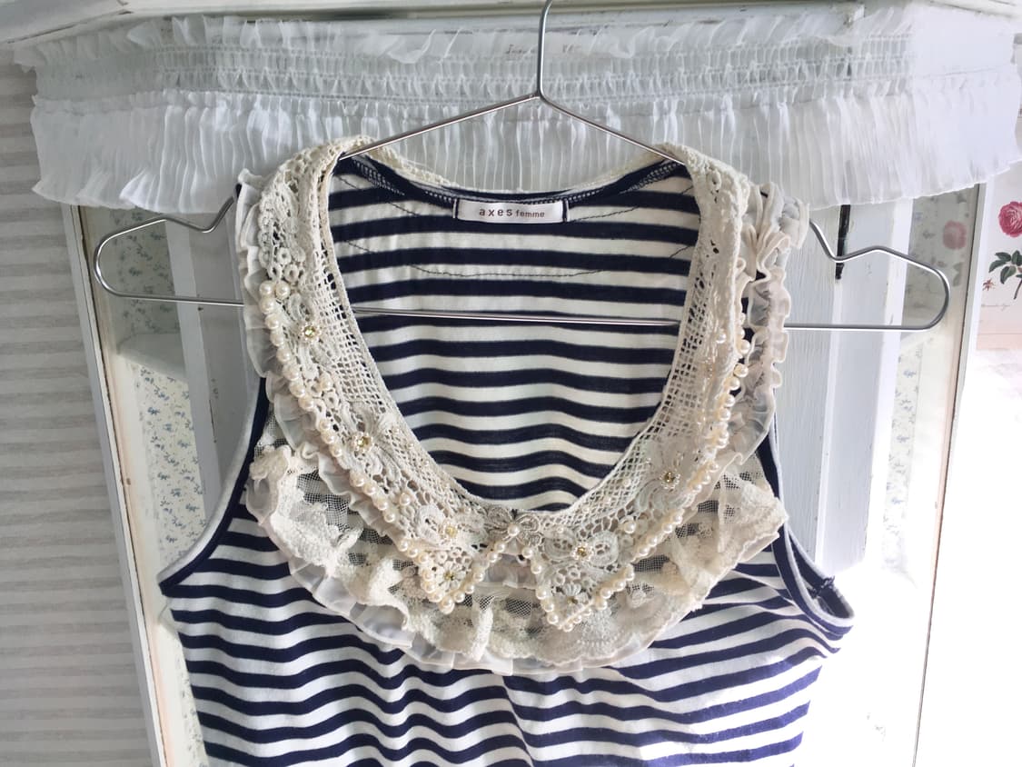 Axes femme 로맨틱 레이스 스트라이프 나시 상품이미지6