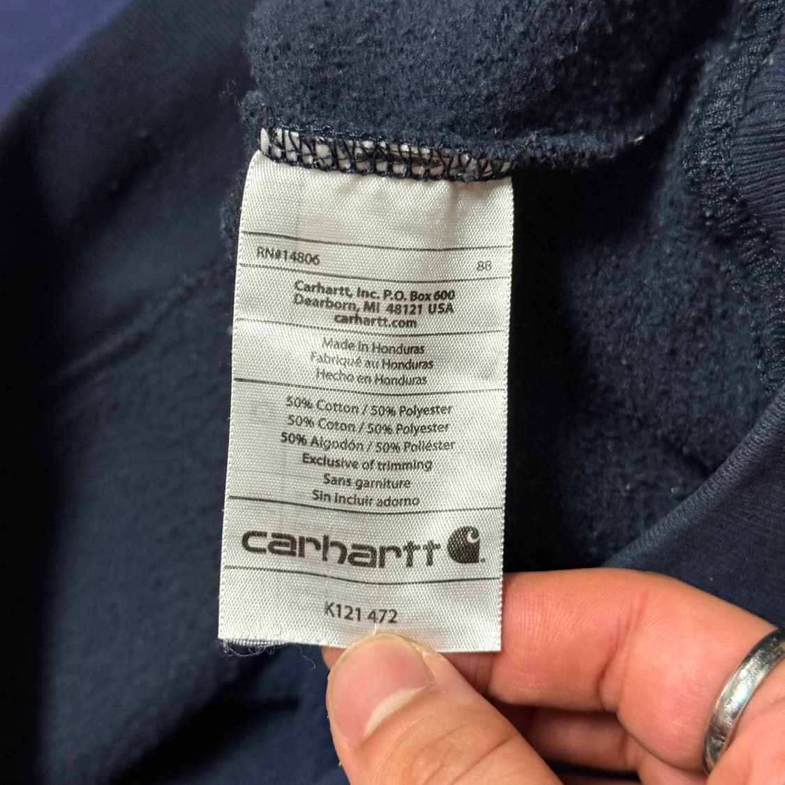 칼하트 네이비 후드티 m 상품이미지6