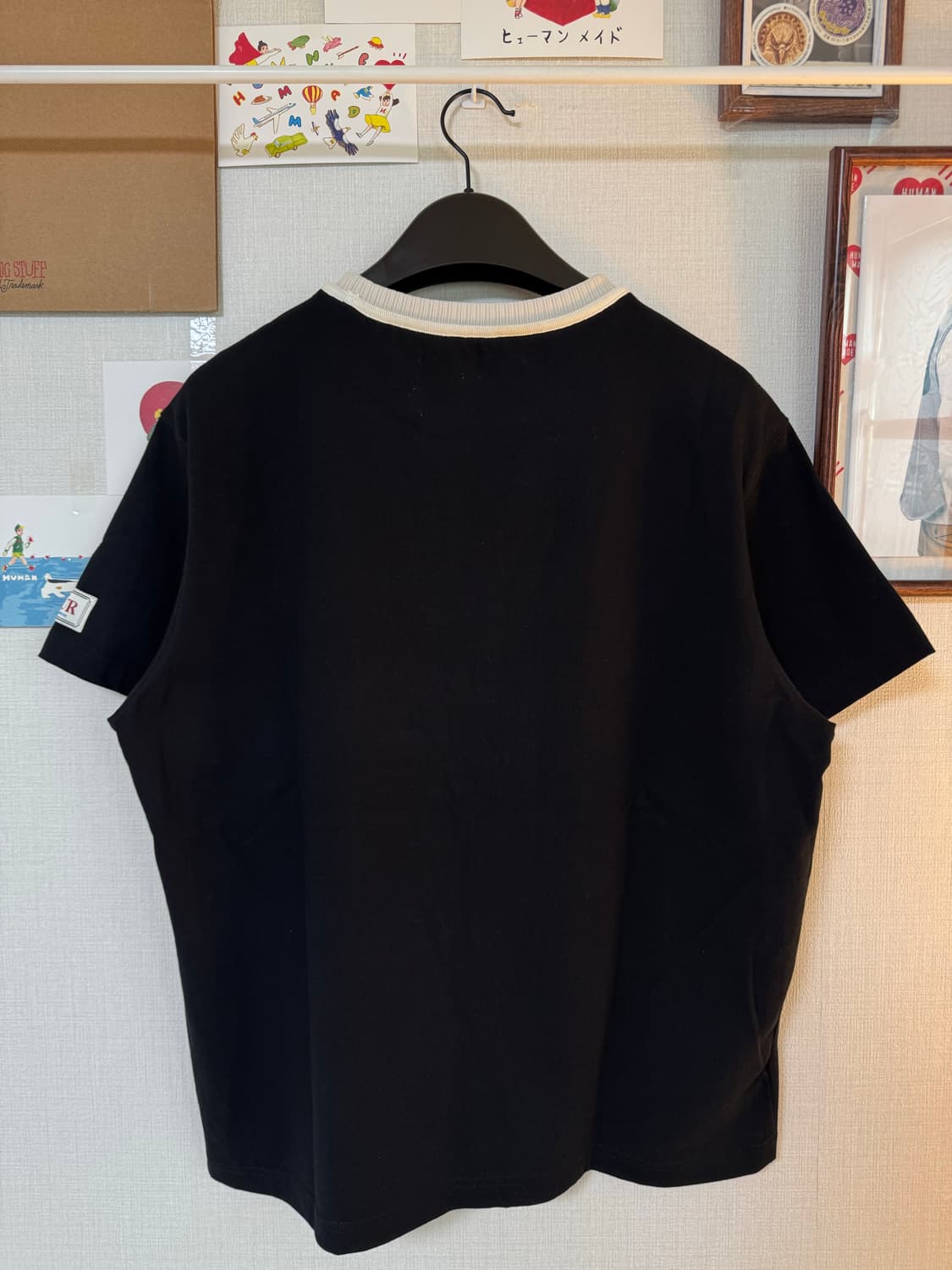 [M]세터 자수 로고 보야지 반팔 티셔츠 블랙 상품이미지3