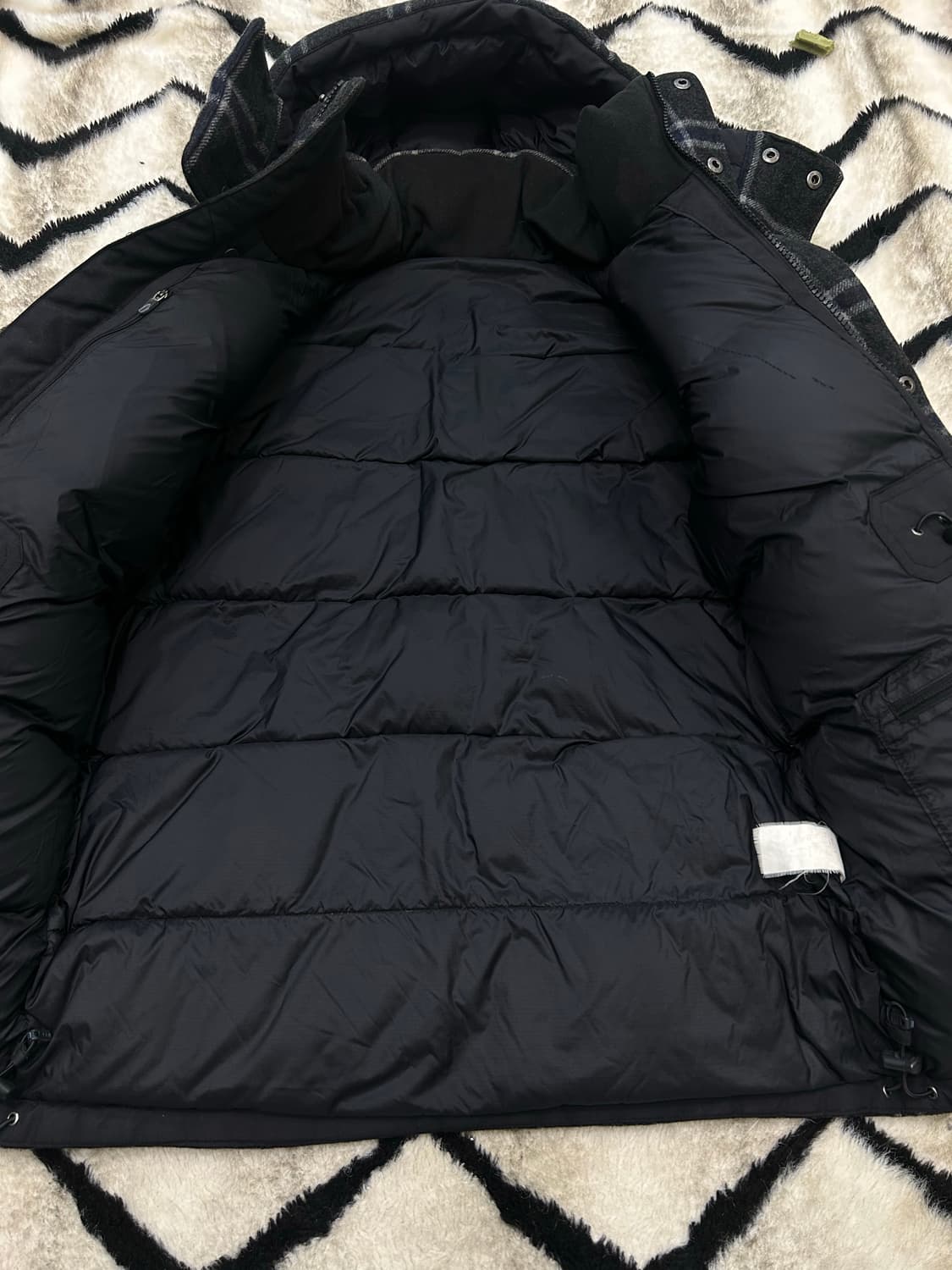 [실측XL]코오롱 타탄체크 구스다운 울 패딩 파카 상품이미지3