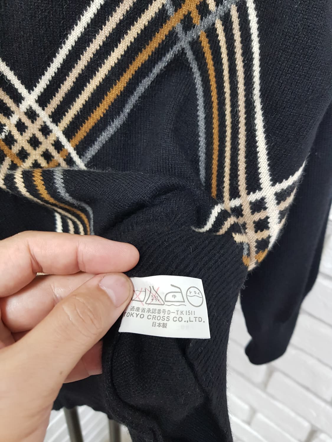 [m/66/정품] 버버리 블랙 아가일 캐시미어 니트 상품이미지8
