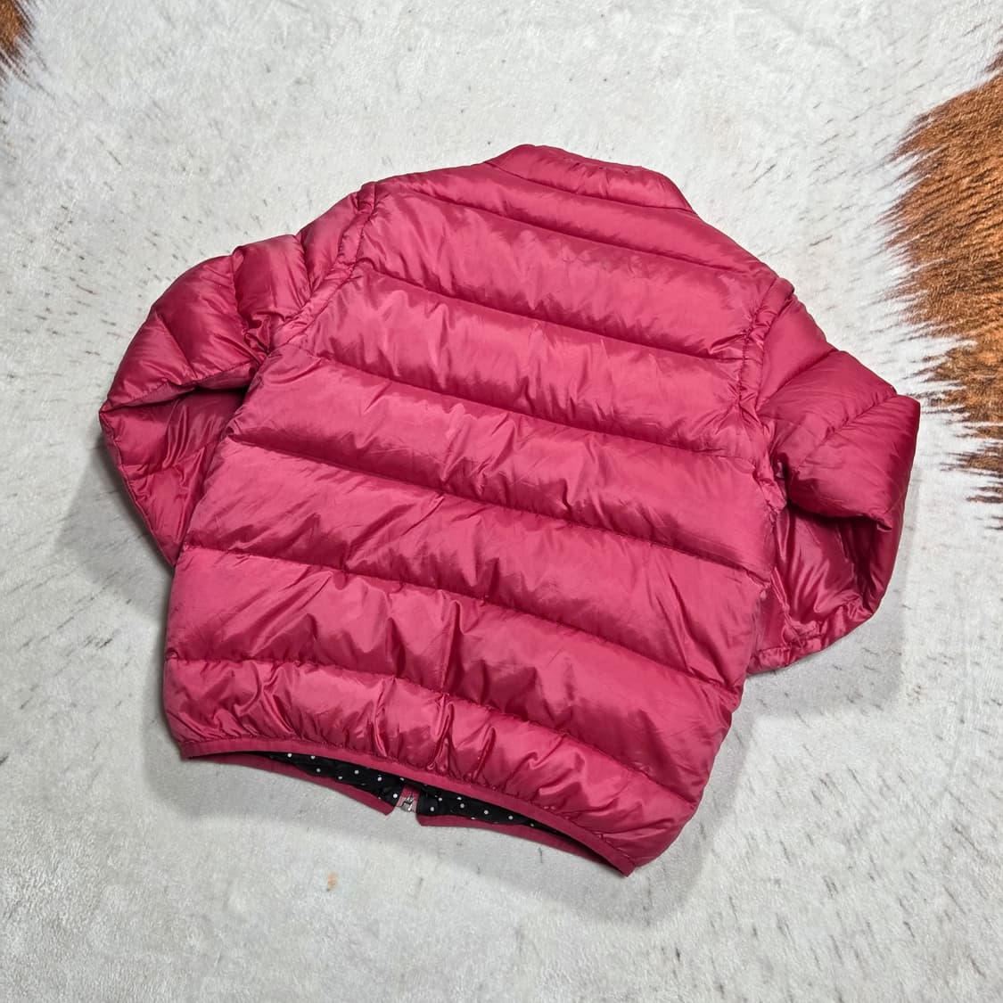 빈티지 블랙 핑크 도트 리버시블 경량패딩  상품이미지6