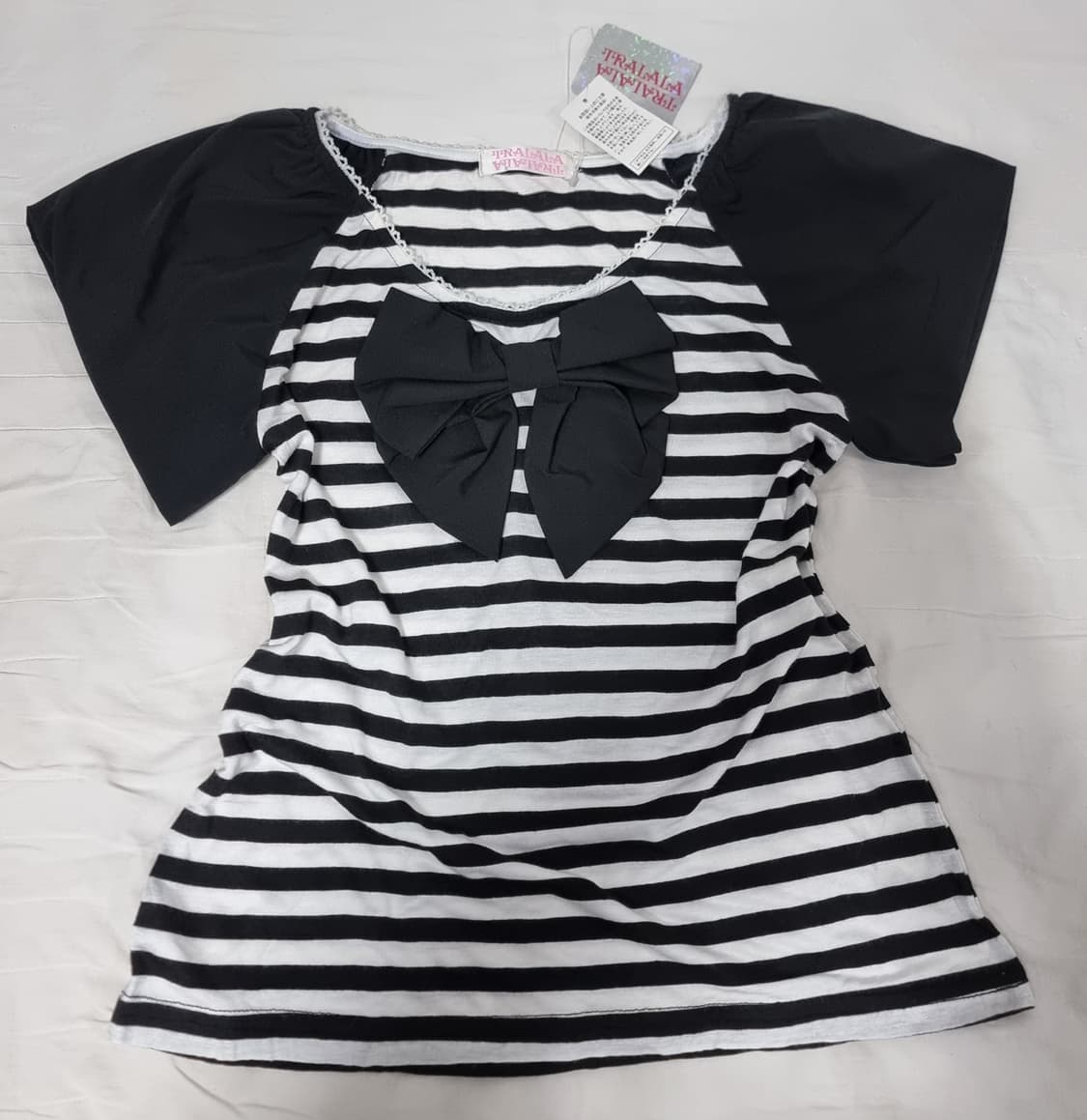 TRALALA 트랄라라 빈티지 빅리본 스트라이프 탑 상품이미지1