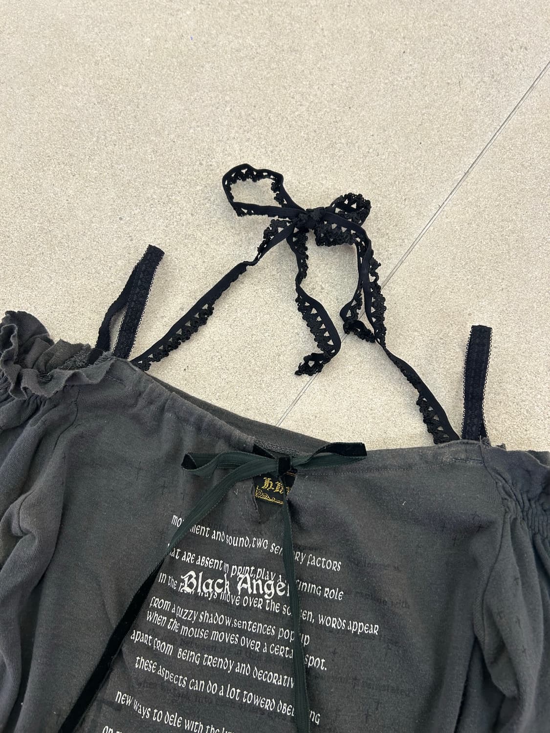 h.naoto 그레이 레터링 옾숄 반팔 상품이미지3