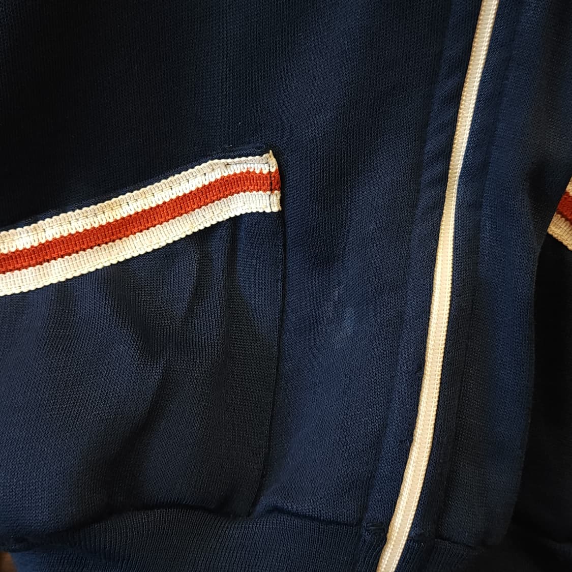 70s 빈티지 트레이닝 집업 자켓 스트라이프 블루 m  상품이미지9
