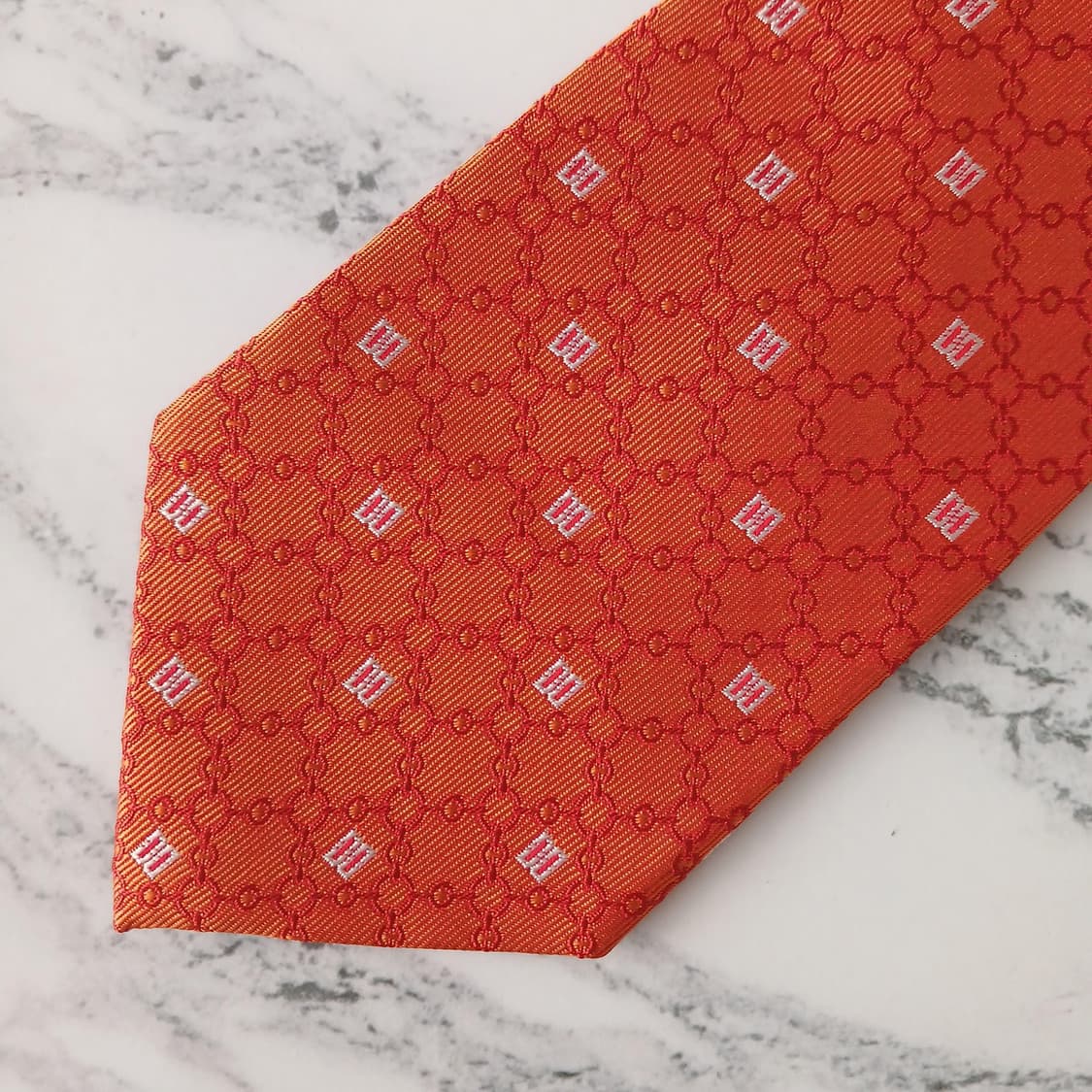 DAKS 닥스 넥타이 오렌지 로고 패턴 S~A+등급 E897 상품이미지6