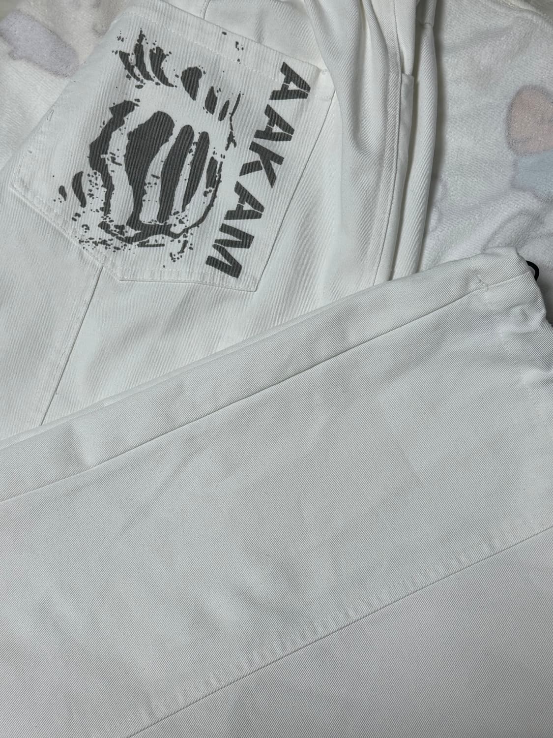 Knee Pin-tuck Printed Denim Pants(White) 상품이미지3