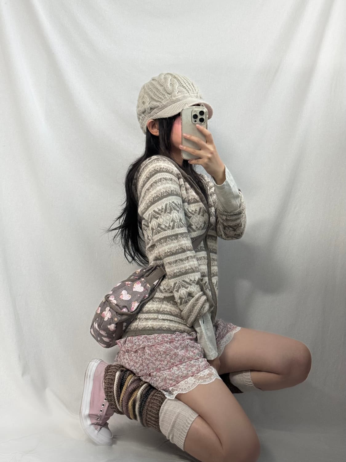레스포삭 플라워 하트 패턴 크로스 백 상품이미지5