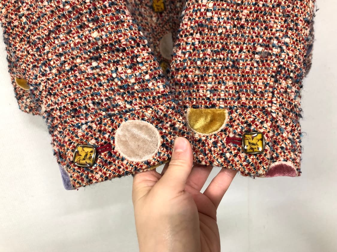 givy 기비 여성 울혼방 엔틱풍 도트 땡땡이 숄카라 트위드 자켓 44- 상품이미지5