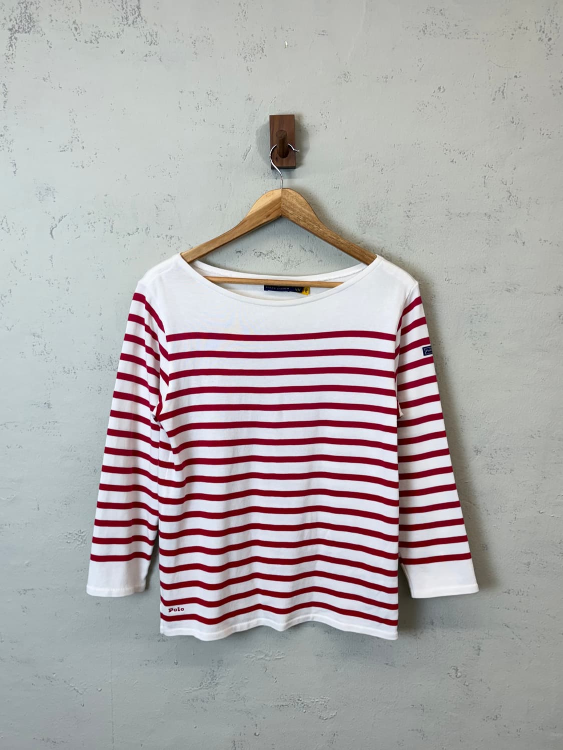 폴로랄프로렌 큐알라벨 스트라이프 보트넥 코튼 저지 티 상품이미지1