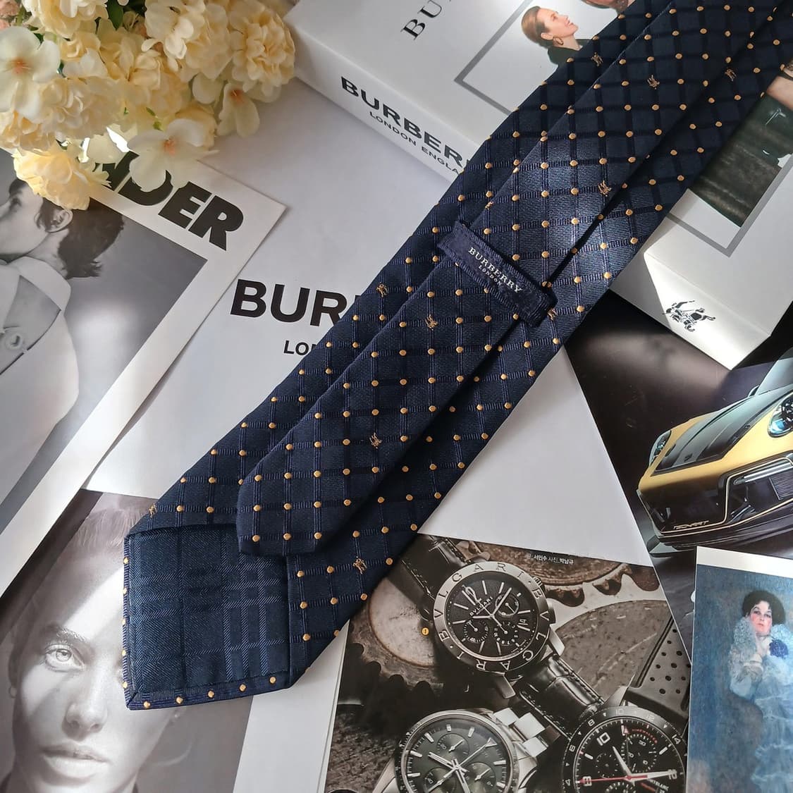 버버리 실크 기마사 자수 체크 넥타이 9.6cm A+등급 A19059
 상품이미지3