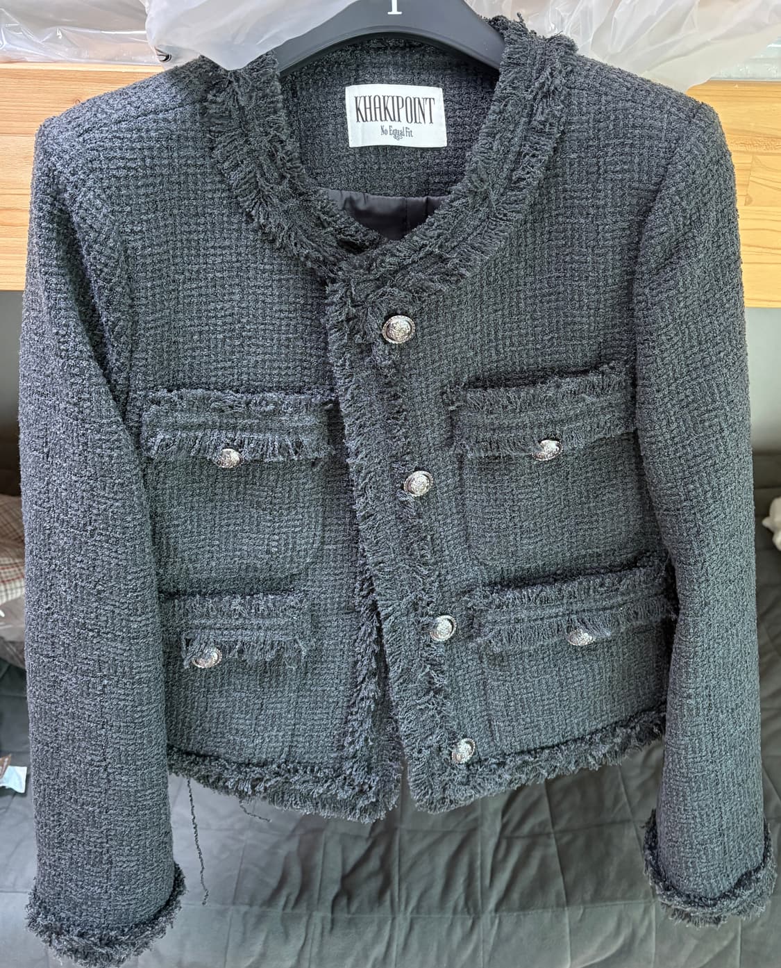 카키포인트 크롭 트위드 그레이 상품이미지2