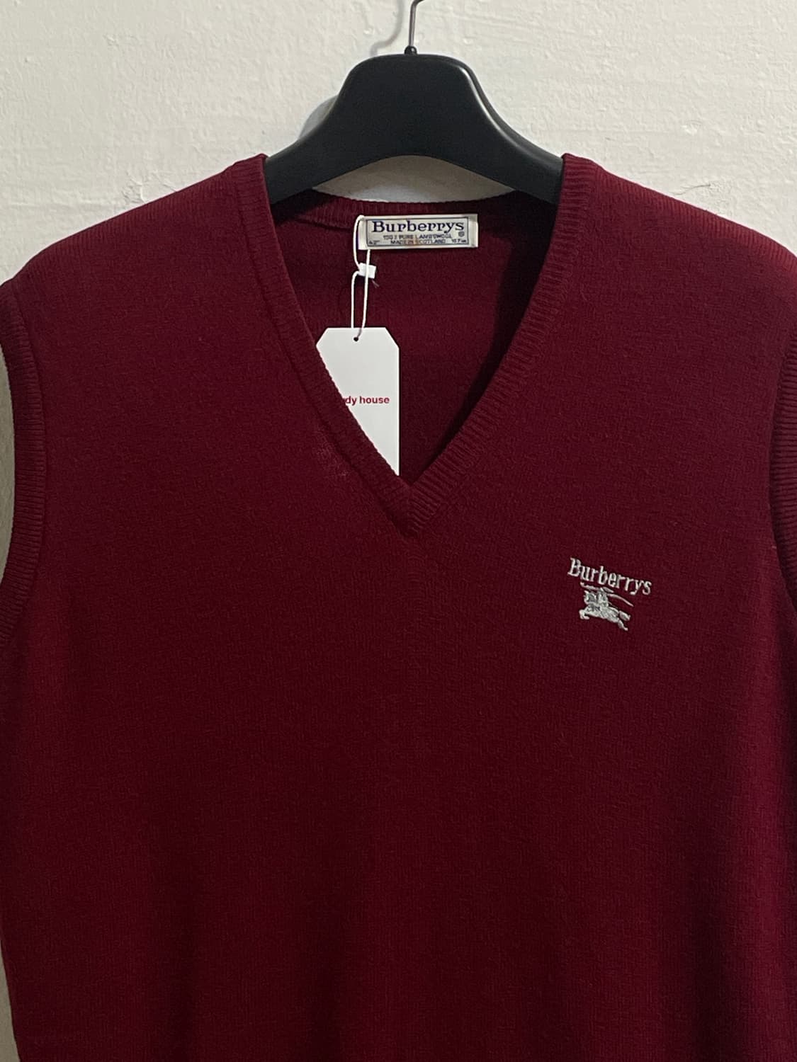 버버리 버건디 램스울 브이넥 니트 베스트 상품이미지2
