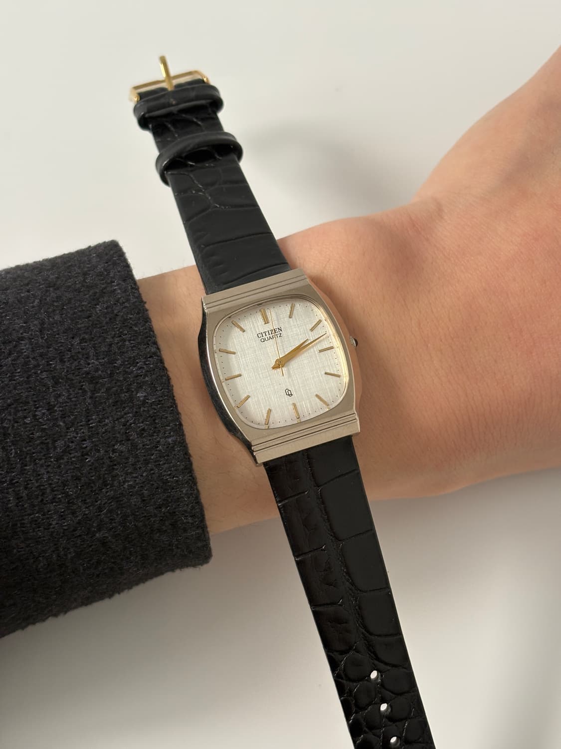 시티즌 1980년대 CQ 린넨 다이얼 골드 스퀘어 쿼츠 남성 상품이미지8