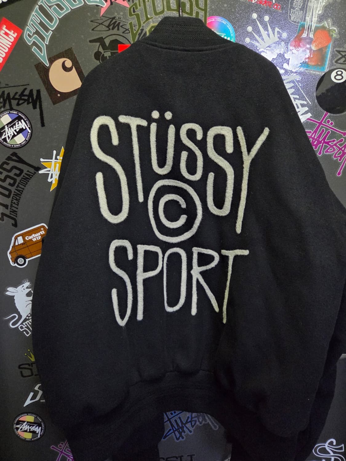 스투시 스포츠 멜톤 바시티 자켓 블랙 XL 상품이미지4