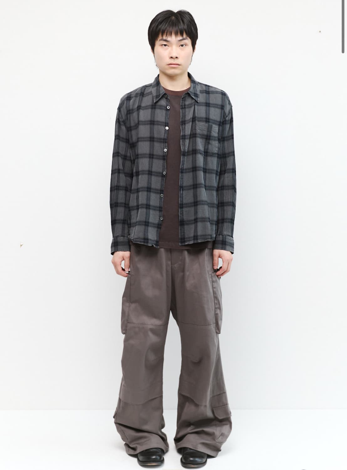 [2] 해칭룸 클래식 셔츠 오버다이드 체크 차콜 상품이미지1