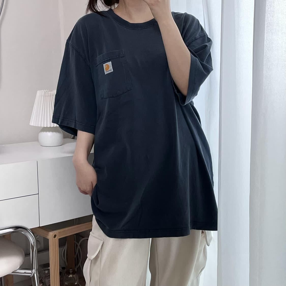 [정품] 칼하트 네이비 포켓 반팔티 [ 루즈핏XL ] 상품이미지2