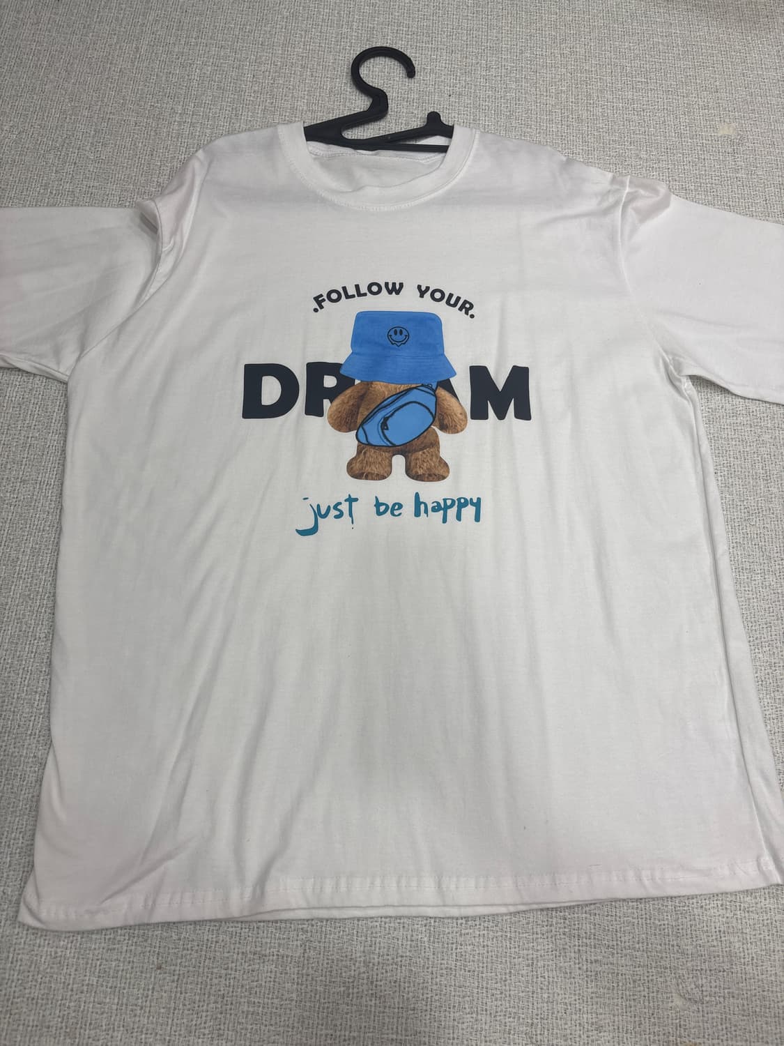 곰돌이 프린팅 흰색 반팔 티셔츠 상품이미지1