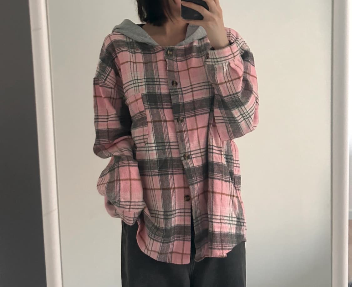 체크후드집업 상품이미지1