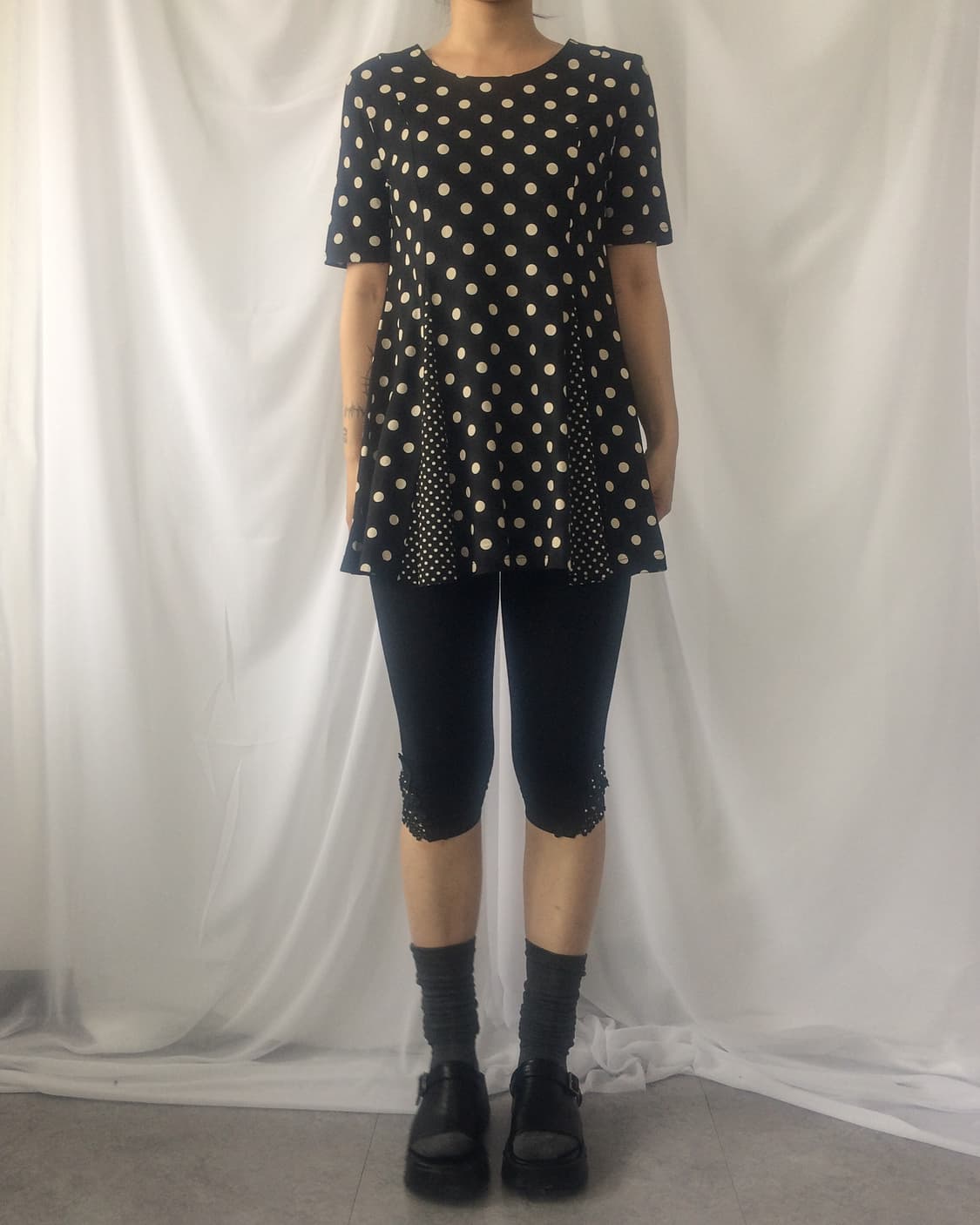 Dot pattern mixed top 상품이미지5
