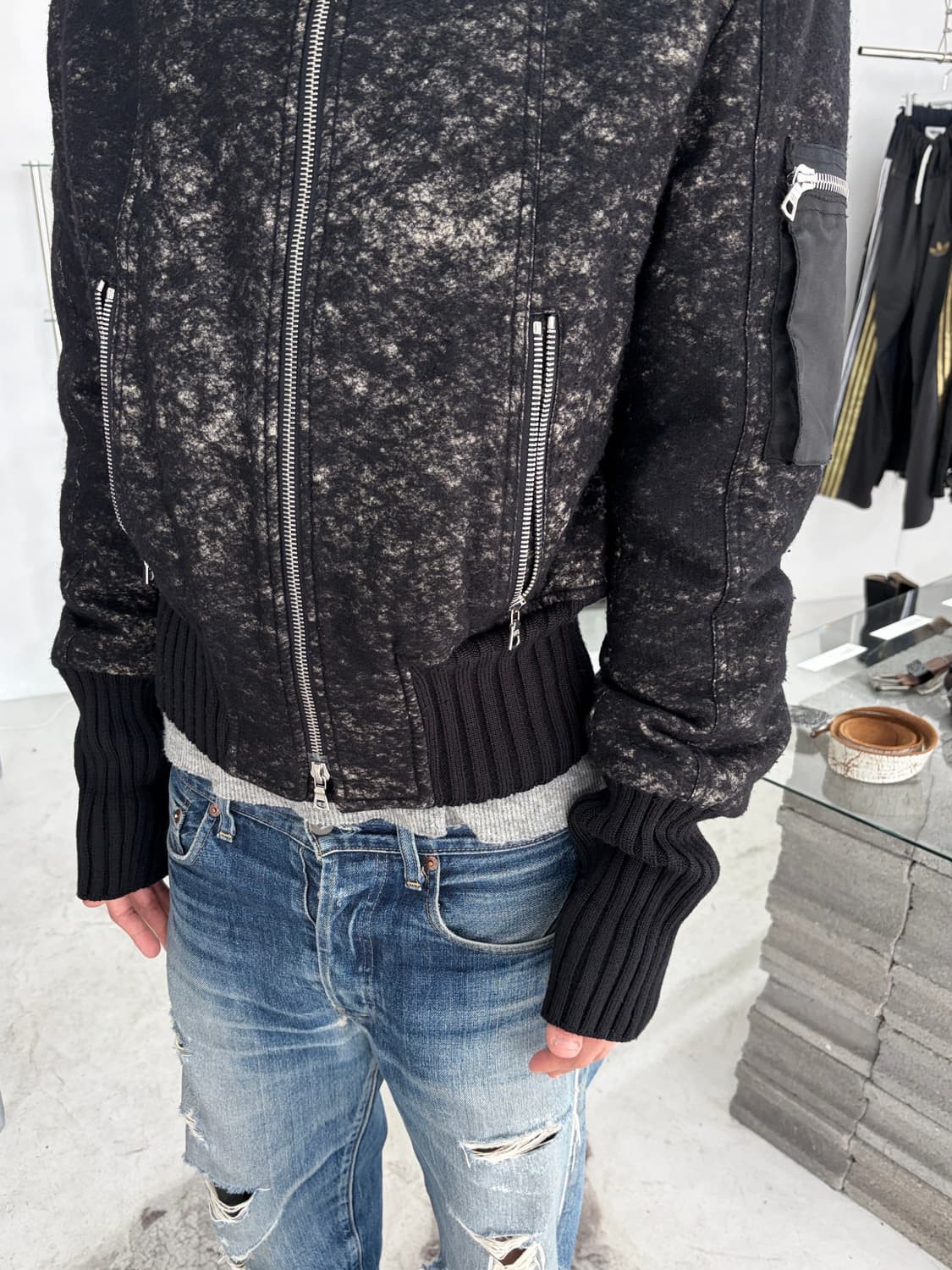 gazzarrini 디스트레스드 울 봄버 자켓 상품이미지5