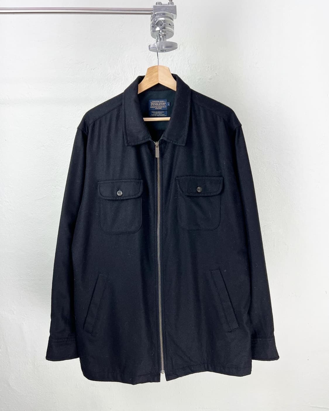 팬들턴 블랙 울 혼방 포켓 집업 자켓 상품이미지1