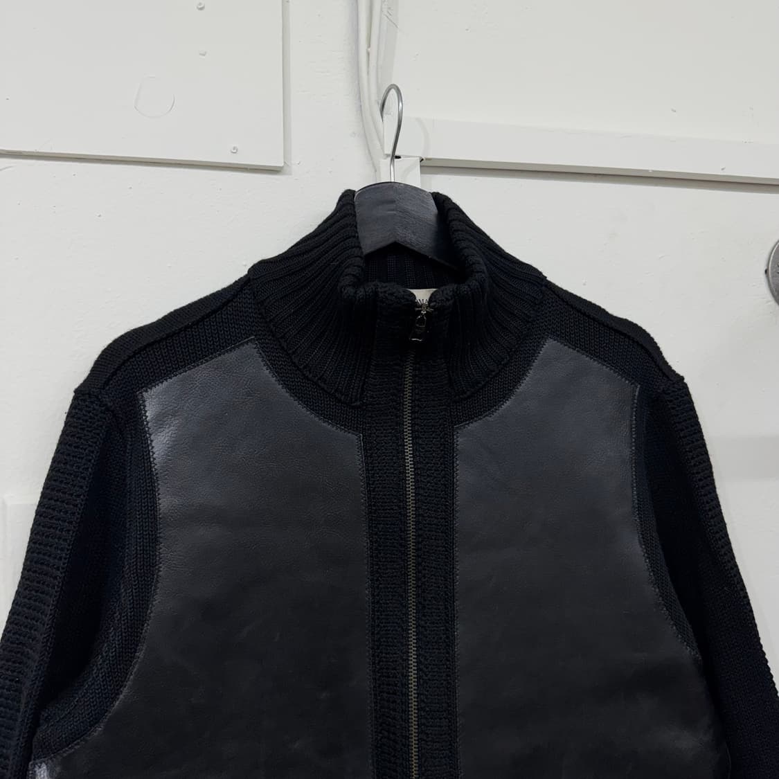 90s 엠포리오 아르마니 pvc 레더 니트 집업 상품이미지2