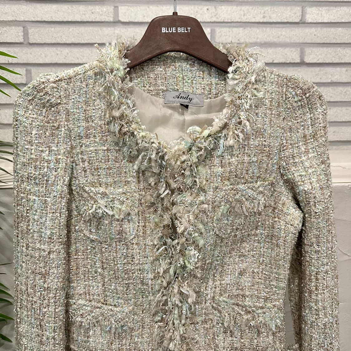 JPN VINTAGE 트위드 자켓 라운드넥 프린지 디테일 아이보리 상품이미지4