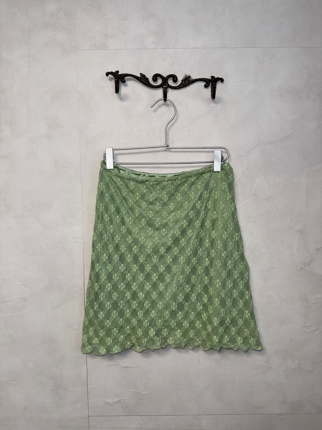Pistachio floral lace banding flare sk 상품이미지3
