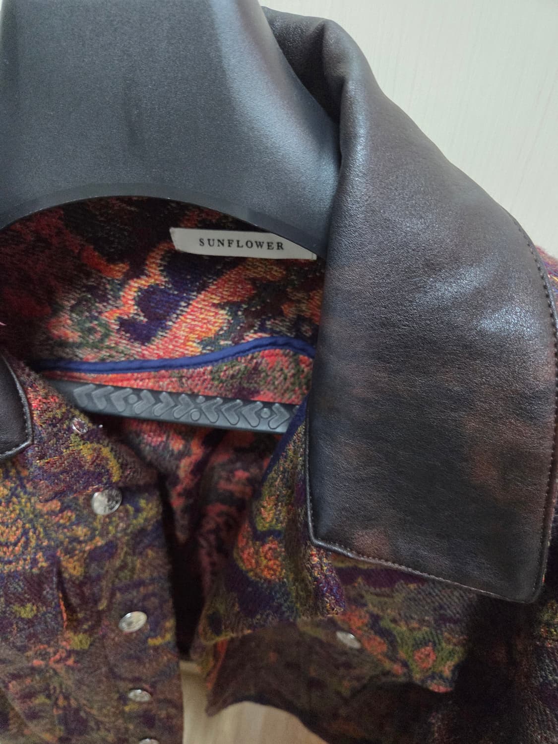 선플라워 레더 카라 트위드 트러커 자켓 상품이미지2