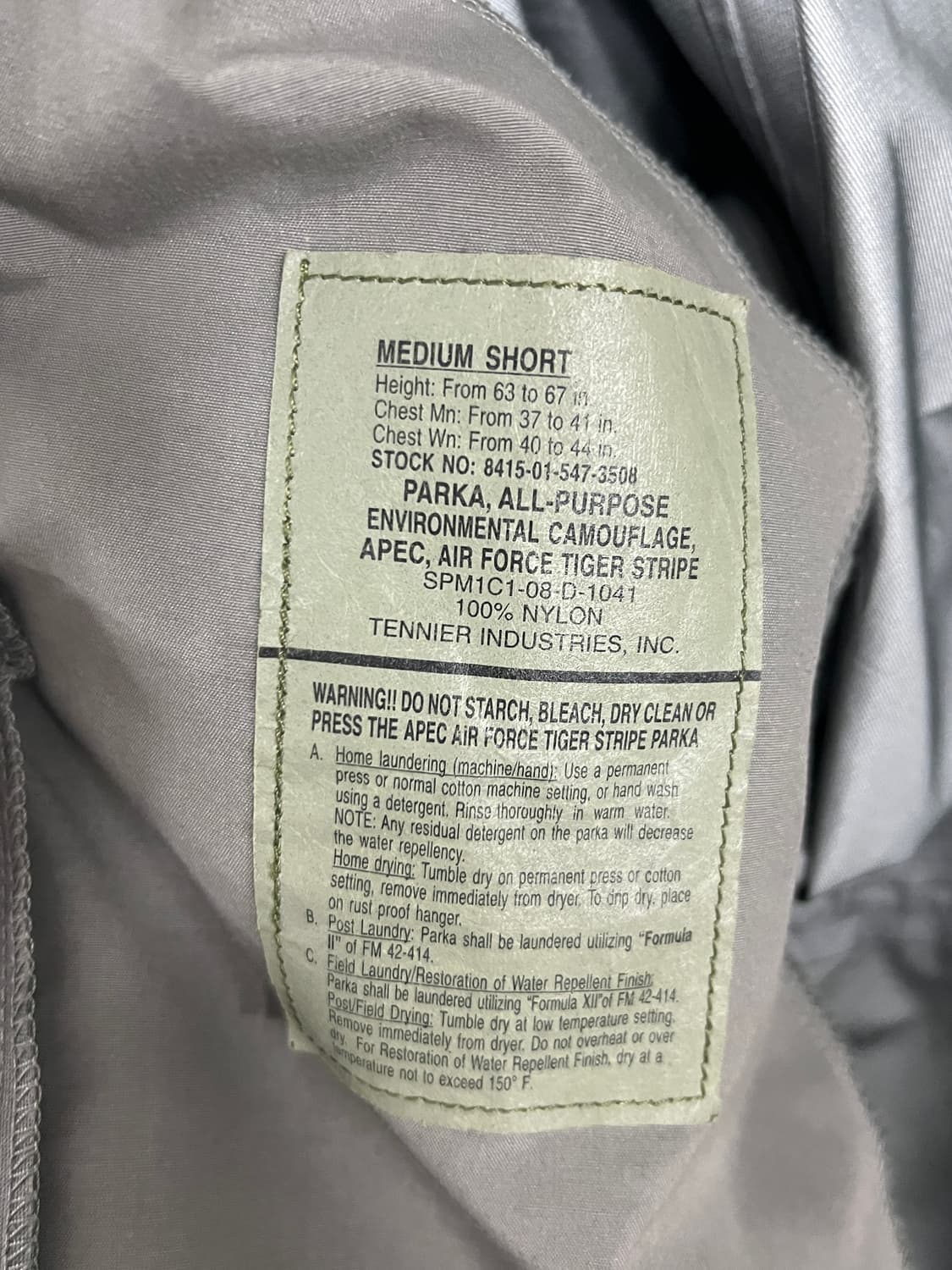 Military 미공군 APECS 타이거 스트라이프 고어텍스 파카 상품이미지7