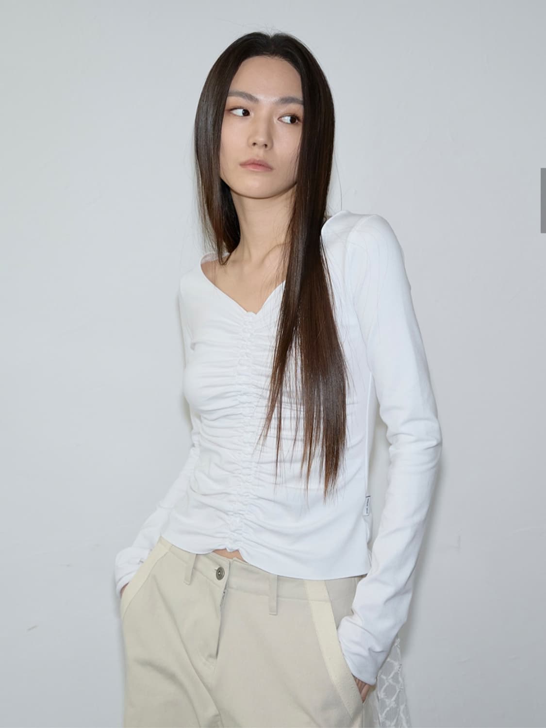 inegi 이네기 티셔츠 Fairy Shirring Long Sleeve 상품이미지3